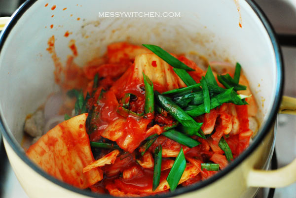 Add Kimchi, Kimchi Juice, Spring Onions